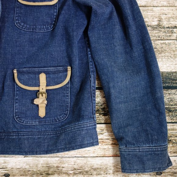 Charter Club Women's Size L Large Leather Accent Jean Jacket - Picture 4 of 7